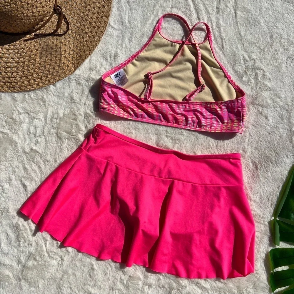 Lands End Girls Halter Swim Top and Swim Skirt